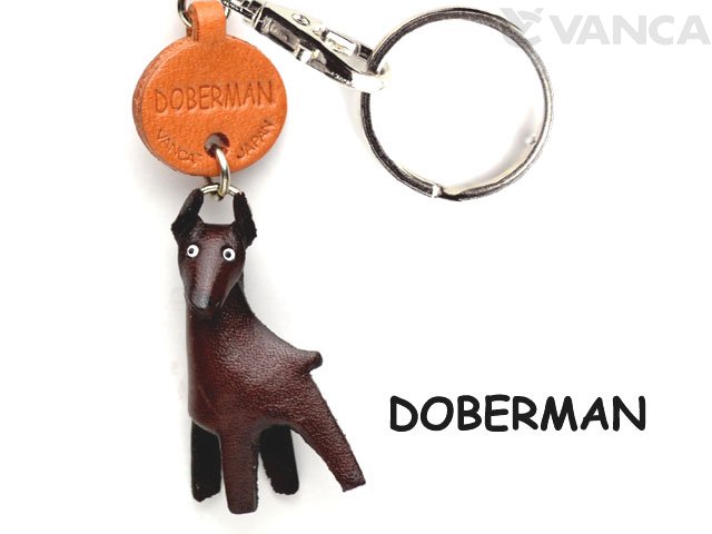 VANCA本革レザー犬キーホルダー　ドーベルマン