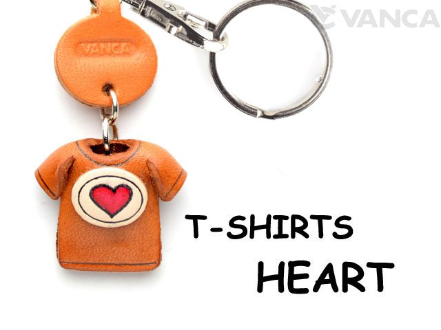 VANCA本革レザーＴシャツ赤キーホルダー　HEART