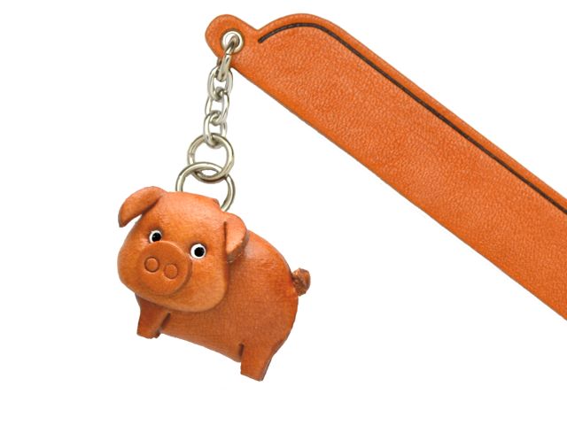 ぶた　VANCA　本革チャームブックマーカー