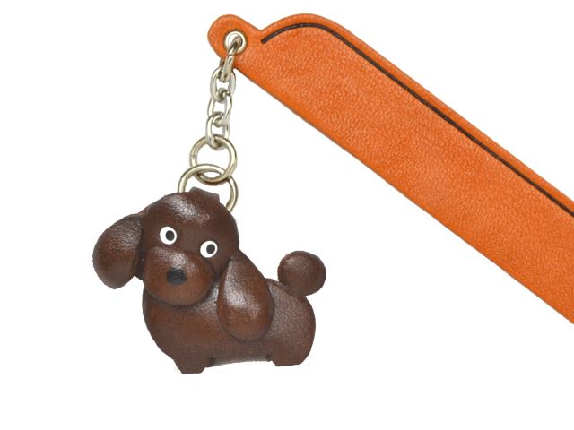 トイプードル　チョコレート　VANCA　本革チャームブックマーカー