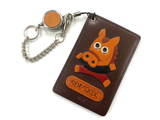 うま 【今日もウマくいく】ダジャレ 定期入れ/パスケース/カード入れ 革/レザー メール便送料無料 日本製【VANCA/バンカクラフトダジャレ/革物語】