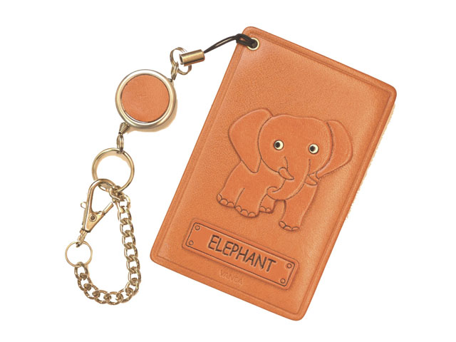 ぞう/動物 定期入れ/パスケース/カード入れ 革/レザー メール便送料無料 日本製【VANCA/バンカクラフト革物語】