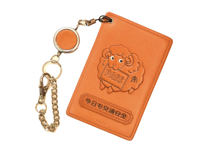 未/干支/羊/動物 定期入れ/パスケース/カード入れ 革/レザー メール便送料無料 日本製【VANCA/バンカクラフト革物語】