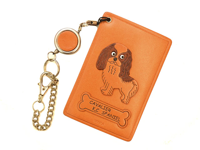 VANCA　本革パスカードホルダー　キャバリアKCスパニエル