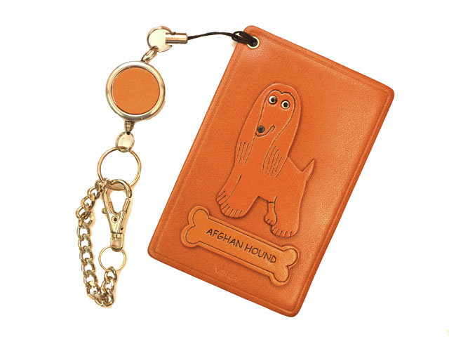 アフガンハウンド/犬 定期入れ/パスケース/カード入れ 革/レザー メール便送料無料 日本製【VANCA/バンカクラフト革物語】