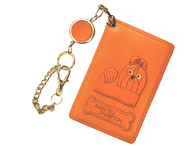 シーズー チャンピオン犬/犬 定期入れ/パスケース/カード入れ 革/レザー メール便送料無料 日本製【VANCA/バンカクラフト革物語】