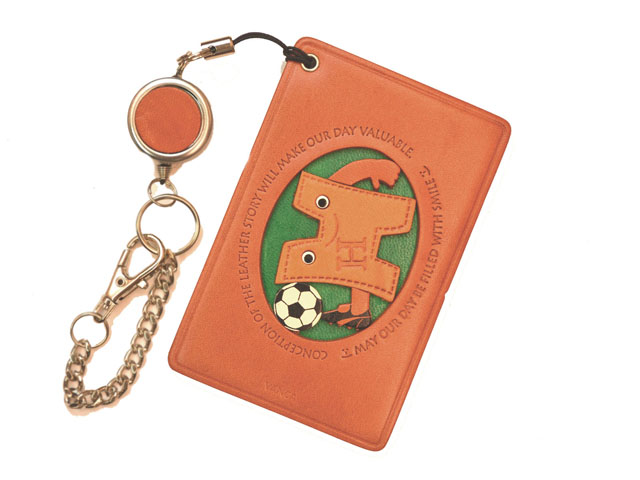 サッカー H　アルファベット 定期入れ/パスケース/カード入れ 革/レザー メール便送料無料 日本製【VANCA/バンカクラフト革物語】