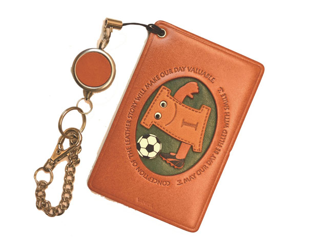 サッカー I　アルファベット 定期入れ/パスケース/カード入れ 革/レザー メール便送料無料 日本製【VANCA/バンカクラフト革物語】