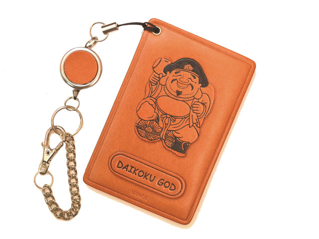 大黒さま/七福神/和風 定期入れ/パスケース/カード入れ 革/レザー メール便送料無料 日本製【VANCA/バンカクラフト革物語】