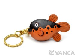 VANCA　本革レザーキーホルダー　フグ