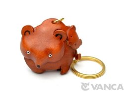 VANCA　本革レザーキーホルダー　親子グマ