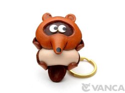 VANCA　本革レザーキーホルダー　たぬき