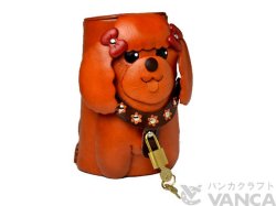 トイプードル貯金箱　VANCA　本革レザー