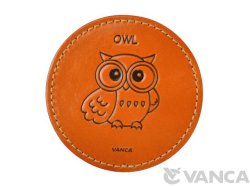 本革製　VANCA　コースター　動物　ふくろう