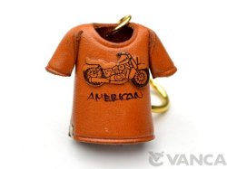 VANCA　本革レザーキーホルダー Tシャツ　アメリカンバイク