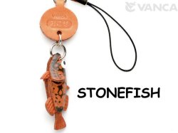 VANCA本革レザー魚携帯ストラップ　おこぜ