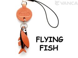 VANCA本革レザー魚携帯ストラップ　トビウオ