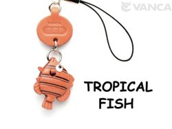 VANCA本革レザー魚携帯ストラップ　熱帯魚