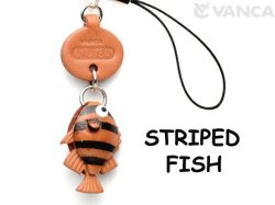 VANCA本革レザー魚携帯ストラップ　いしだい