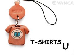 本革レザーTシャツ携帯ストラップ青　U