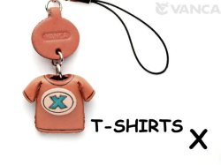 本革レザーTシャツ携帯ストラップ青　X