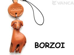 ＶＡＮＣＡ本革犬携帯ストラップ　ボルゾイ