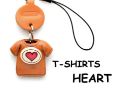 本革レザーTシャツ携帯ストラップ赤　HEART
