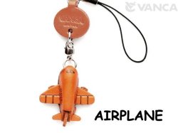 VANCA本革レザーグッズ携帯ストラップ　ヒコーキ