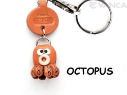 VANCA本革レザー魚キーホルダー　たこ