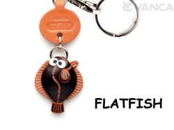 VANCA本革レザー魚キーホルダー　かれい