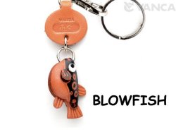 VANCA本革レザー魚キーホルダー　ふぐ