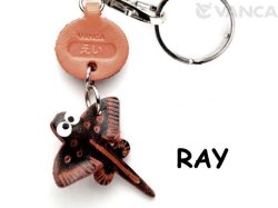 VANCA本革レザー魚キーホルダー　えい