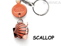 VANCA本革レザー魚キーホルダー　ほたて