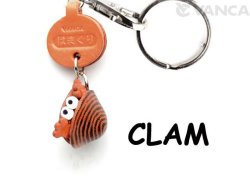 VANCA本革レザー魚キーホルダー　はまぐり