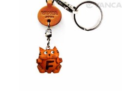 ＶＡＮＣＡ本革レザーイニシャル動物キーホルダー　ねこ F