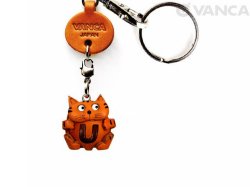 ＶＡＮＣＡ本革レザーイニシャル動物キーホルダー　ねこ U