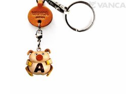 ＶＡＮＣＡ本革レザーイニシャル動物キーホルダー　ぶた A