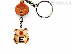 ＶＡＮＣＡ本革レザーイニシャル動物キーホルダー　ぶた E