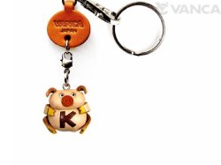 ＶＡＮＣＡ本革レザーイニシャル動物キーホルダー　ぶた K