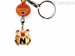 ＶＡＮＣＡ本革レザーイニシャル動物キーホルダー　ぶた N