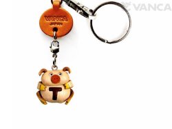 ＶＡＮＣＡ本革レザーイニシャル動物キーホルダー　ぶた T