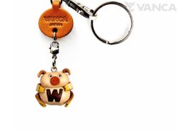 ＶＡＮＣＡ本革レザーイニシャル動物キーホルダー　ぶた W