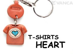VANCA本革レザーTシャツ青キーホルダー　HEART