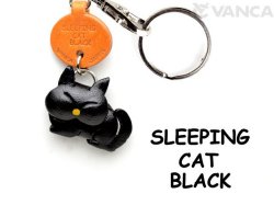ＶＡＮＣＡ本革黒ネコちゃんキーホルダー　ねむり