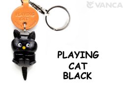 ＶＡＮＣＡ本革黒ネコちゃんキーホルダー　ぶらぶら