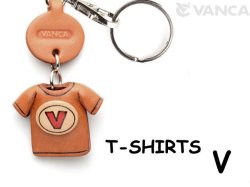 VANCA本革レザーＴシャツ赤キーホルダー　V