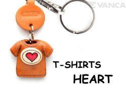 VANCA本革レザーＴシャツ赤キーホルダー　HEART