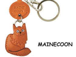 ネコ　ねこ　猫　キーホルダー　メインクーン　レザー　本革