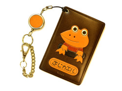 かえる 【無事カエル】ダジャレ 定期入れ/パスケース/カード入れ 革/レザー メール便送料無料 日本製【VANCA/バンカクラフトダジャレ/革物語】