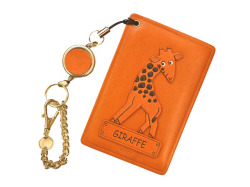 きりん/動物 定期入れ/パスケース/カード入れ 革/レザー メール便送料無料 日本製【VANCA/バンカクラフト革物語】